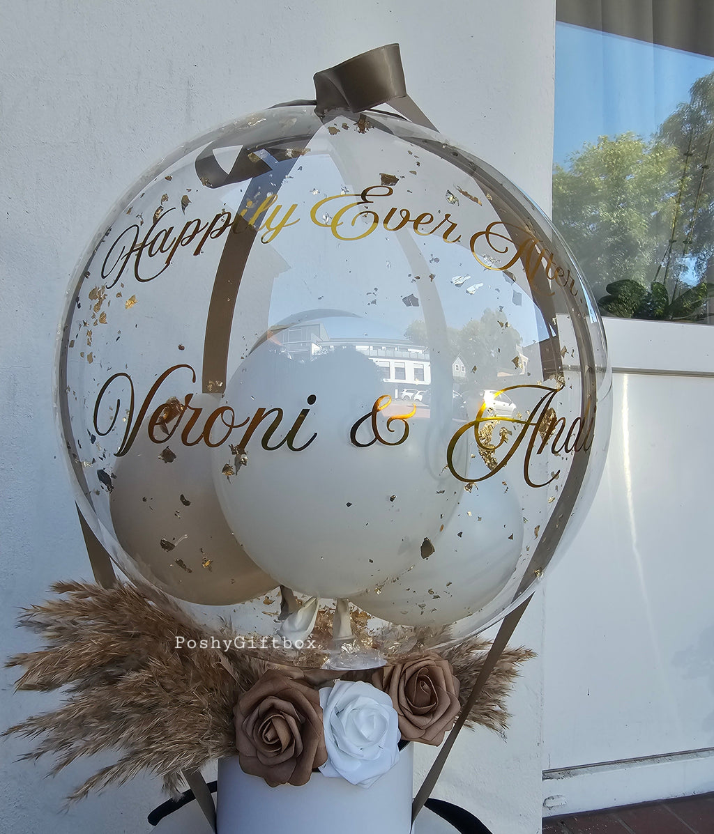 Ballon Geschenk mit Trockenblumen für Hochzeit / Geburtstag/Verlobung/Abschluss PoshyGiftbox