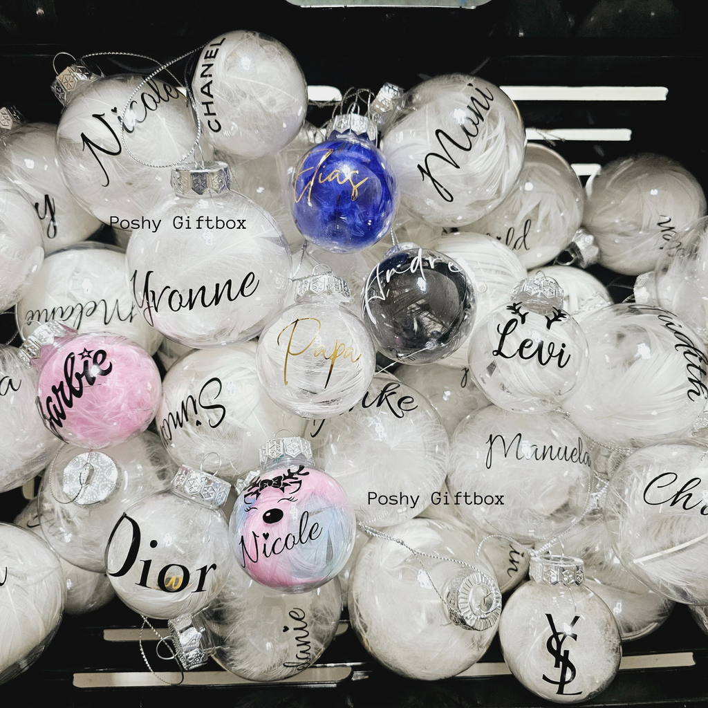 Personalisierte Weihnachtskugeln / Gefüllt mit Federn/Weihnachtsgeschenke/ Weihnachtskugel mit Namen /Christbaumkugel/Weihnachtsdeko PoshyGiftbox