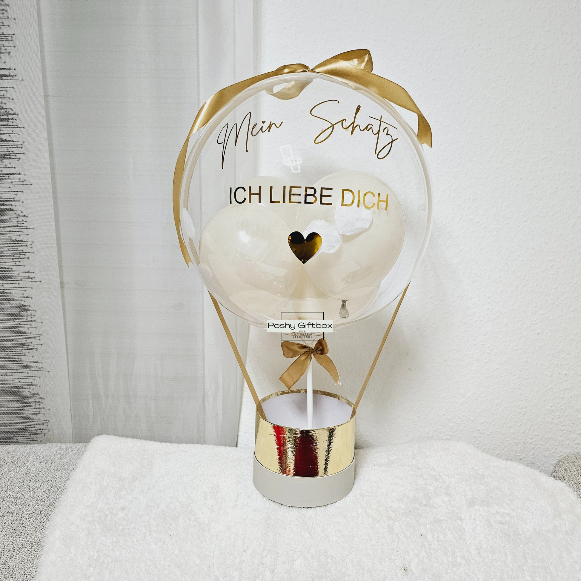 Ballon Geschenk /Sinnvolle Geschenke Valentine's Day/ Geburtstag,Weihnachten,Abschluss,Hochzeit,Verlobung/Muttertag/Ballon Box Sandweiss PoshyGiftbox