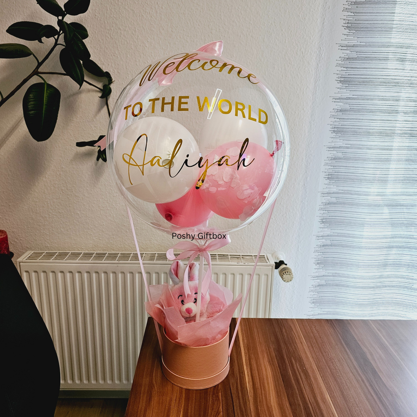 Ballon Geschenk BABY/Geschenkballon zur Geburt/Baby Ballon/Geschenk zur Taufe/Geschenkneumama,Papa/Ballon mit Babydaten  PoshyGiftbox