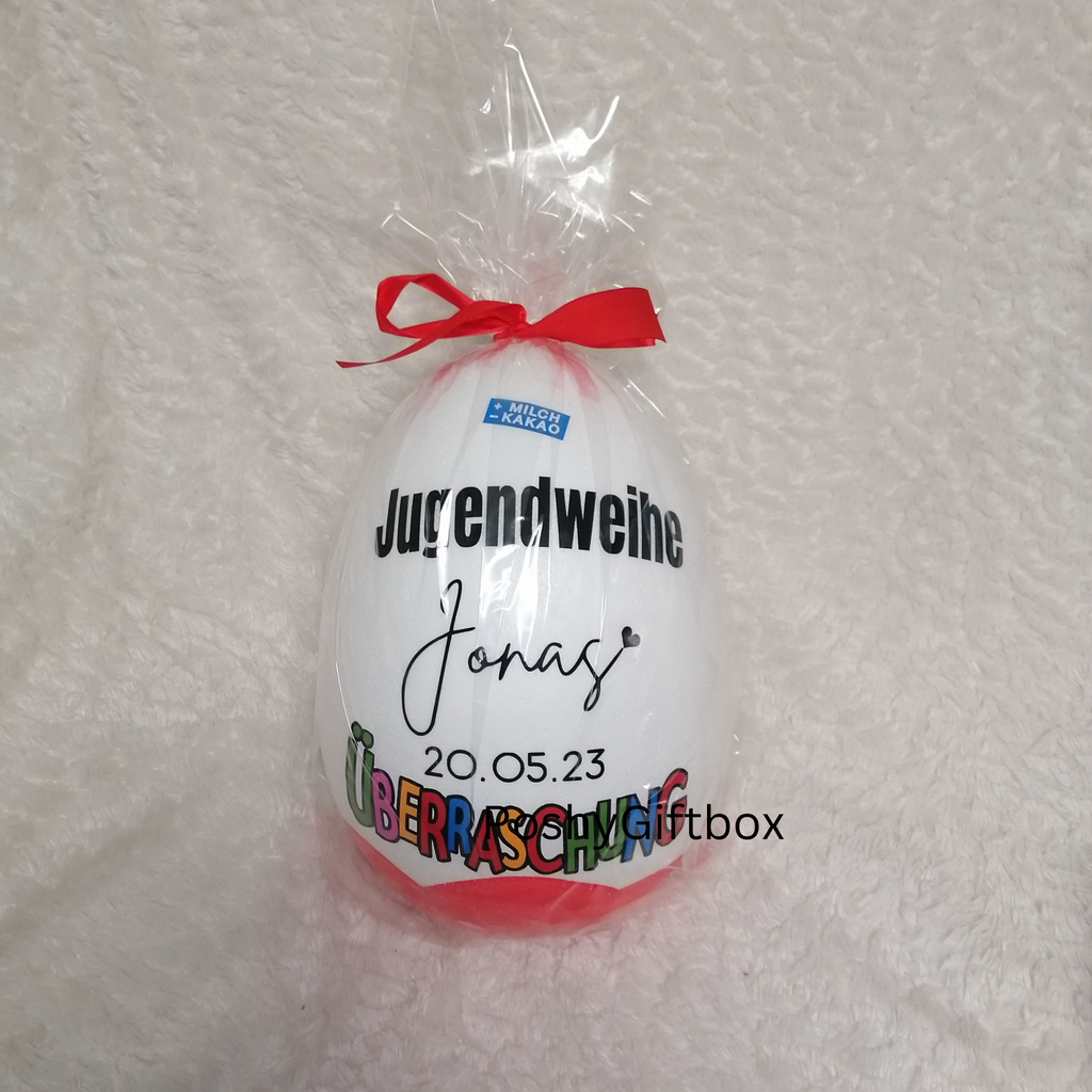 Personalisiertes XXL Überraschungsei /Schokoladen Geschenk Ostern/Überraschungsei XXL/Geburtstagsgeschenk/Geschenk Kinder  PoshyGiftbox