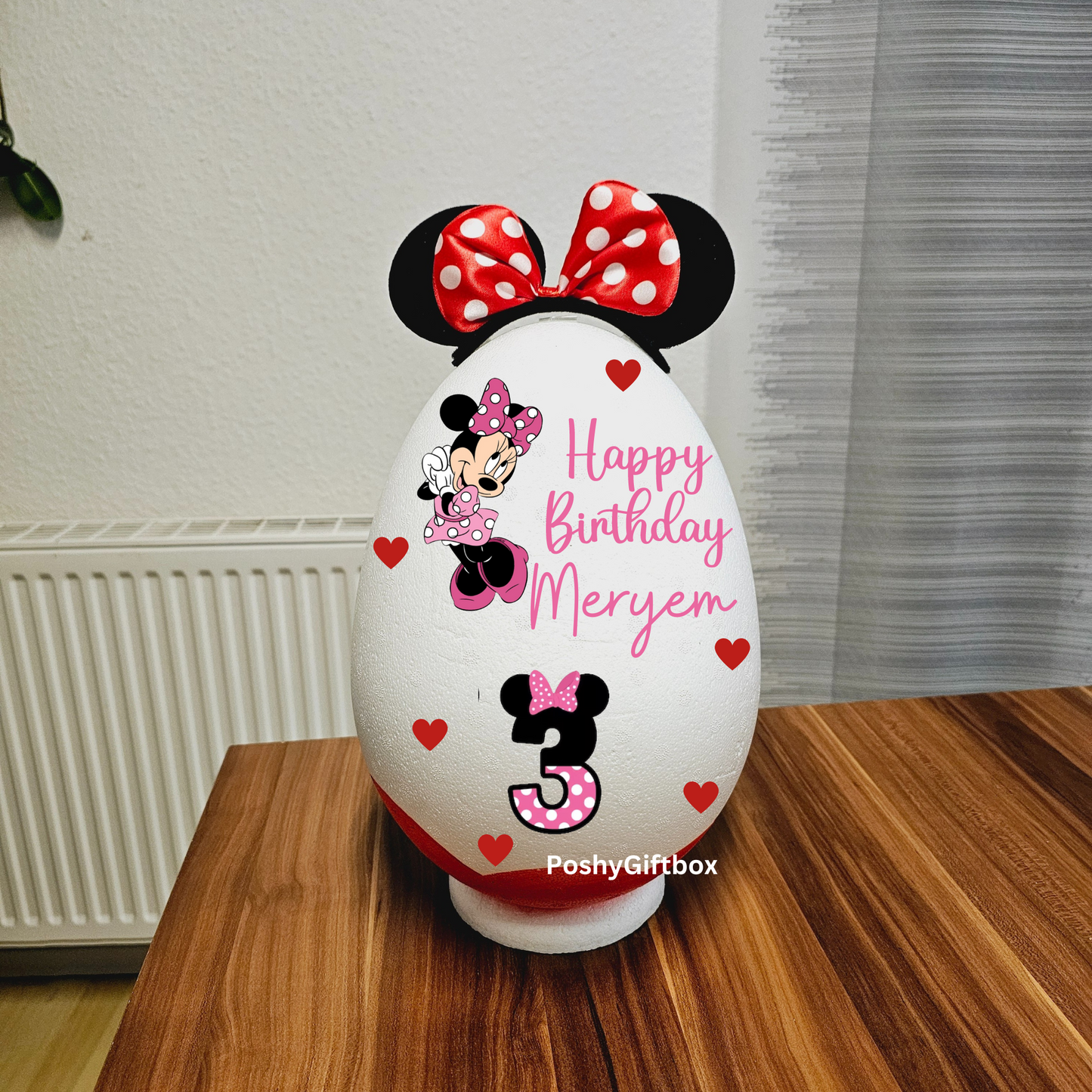 XXL-Überraschungsei mit EINHORN,MICKEY Maus,Hasenohren/Personalisiert/Geschenk Geburtstag/Ostereier/Einschulungsgeschenk/Ü-ei /Geschenk Kind PoshyGiftbox