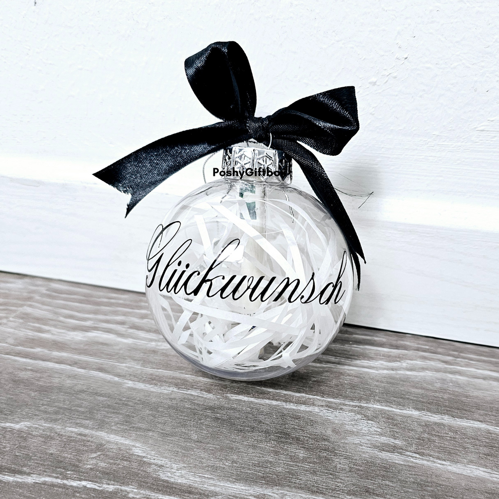 Wunscherfüller/Geldgeschenk Gutschein/Geldgeschenk Geburtstag/Weihnachtskügel personalisiert mit Namen/Geld verschenken/Geld verpacken/Glückwunsch PoshyGiftbox