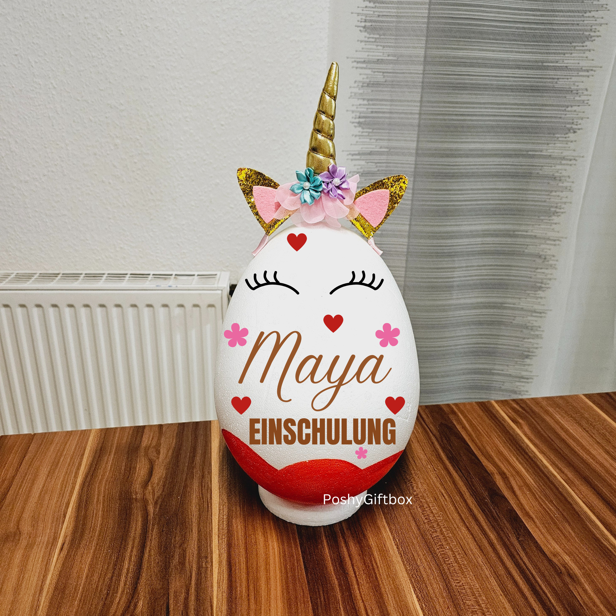 XXL-Überraschungsei mit EINHORN,MICKEY Maus,Hasenohren/Personalisiert/Geschenk Geburtstag/Ostereier/Einschulungsgeschenk/Ü-ei /Geschenk Kind PoshyGiftbox
