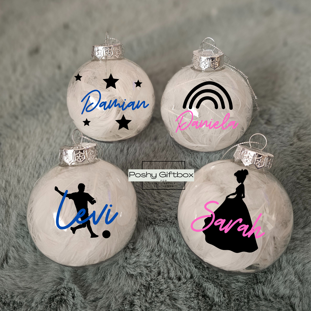 Personalisierte Weihnachtskugeln / Gefüllt mit Federn/Weihnachtsgeschenke/ Weihnachtskugel mit Namen /Christbaumkugel/Weihnachtsdeko PoshyGiftbox