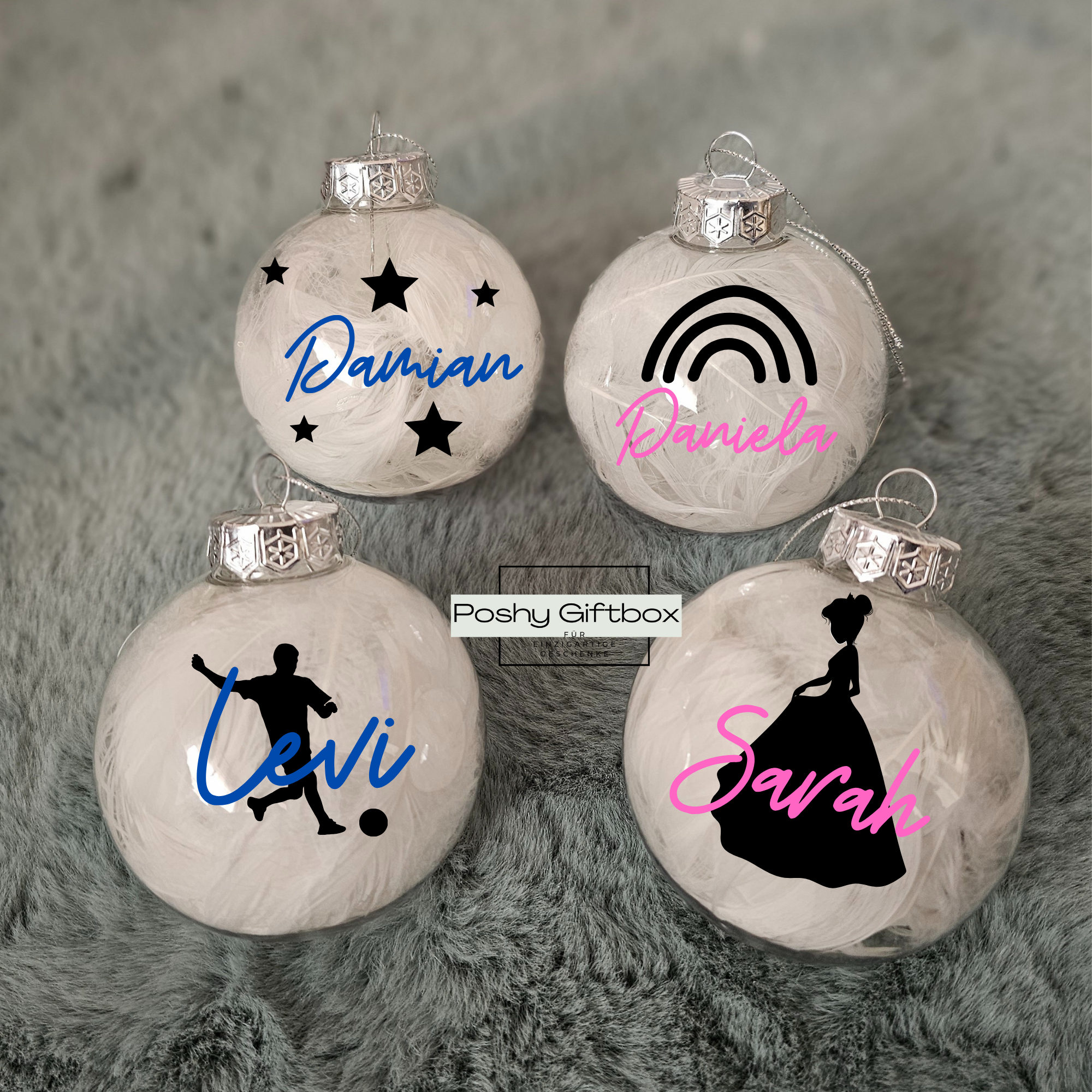 Personalisierte Weihnachtskugeln / Gefüllt mit Federn/Weihnachtsgeschenke/ Weihnachtskugel mit Namen /Christbaumkugel/Weihnachtsdeko PoshyGiftbox