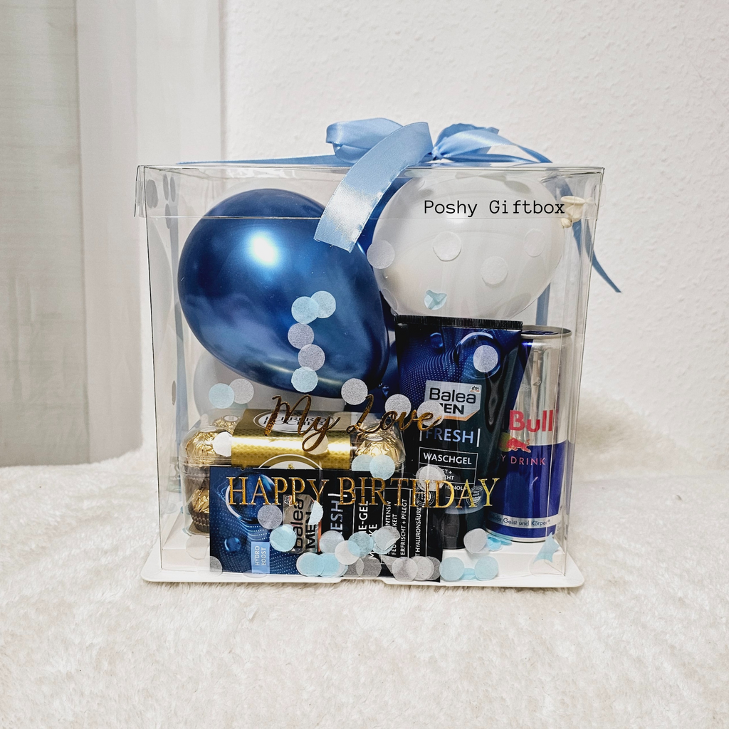 Personalisierte Ballonbox /Geschenkbox Transparent/Wellnessset/Geschenkset Männer/Weihnachtsgeschenk/Geburtstagsgeschenk/Valentinsgeschenk/Geschenk Vatertag PoshyGiftbox