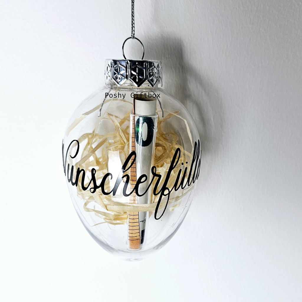 Ostereier gefüllt mit weißen Federn /Personalisierte Ostereier/Geschenk Ostern/Osternest/Ostern Dekoration/Transparent/8cm Eier/Kunstsoff PoshyGiftbox