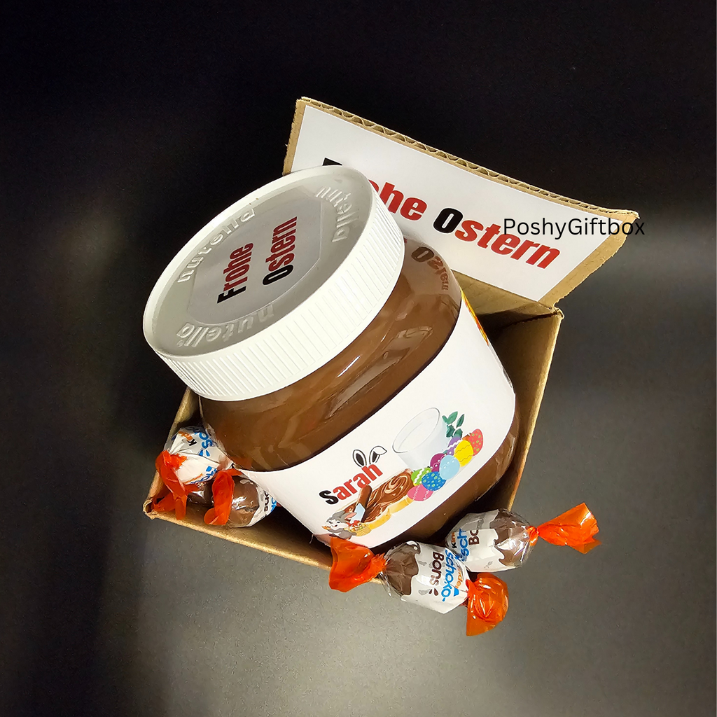 Nutella Geschenk 450g Glas /Nutella Weihnachtsgeschenk/Personalisiert mit Wunschtext oder Namen/Mitbringsel/ Gastgeschenk/Nutella Verpackung/Nutella Killer Geschenk PoshyGiftbox