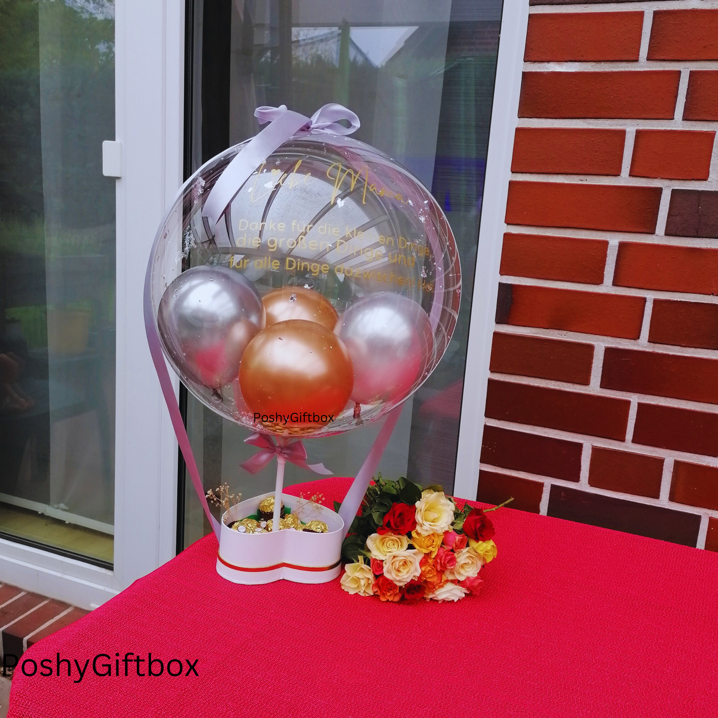 Ballon mit Blumen/Personalisierter Ballon/Ballongrüße/Geburtstagsgeshenk/Muttertagsgeschenk/Geschenke für Frauen/Geschenk Mama,Oma,Freundin  PoshyGiftbox