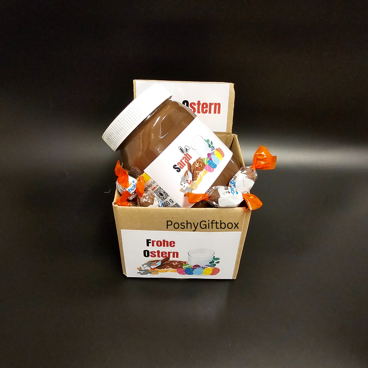 Geschenk Ostern,Schokobons und Nutella Glas personalisiert