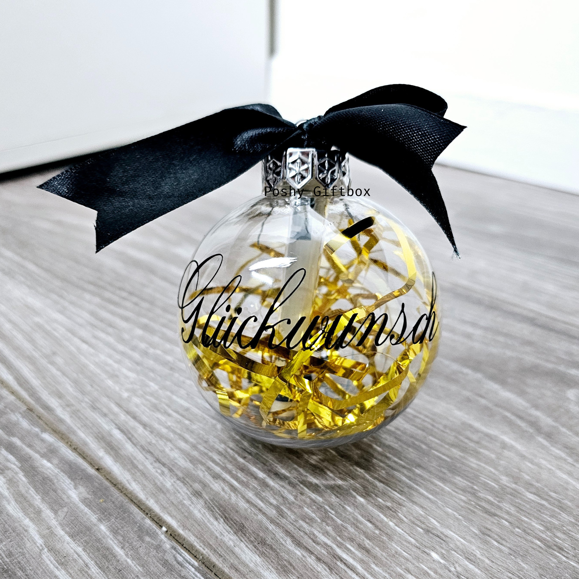 Wunscherfüller/Geldgeschenk Gutschein/Geldgeschenk Geburtstag/Weihnachtskügel personalisiert mit Namen/Geld verschenken/Geld verpacken/Glückwunsch PoshyGiftbox
