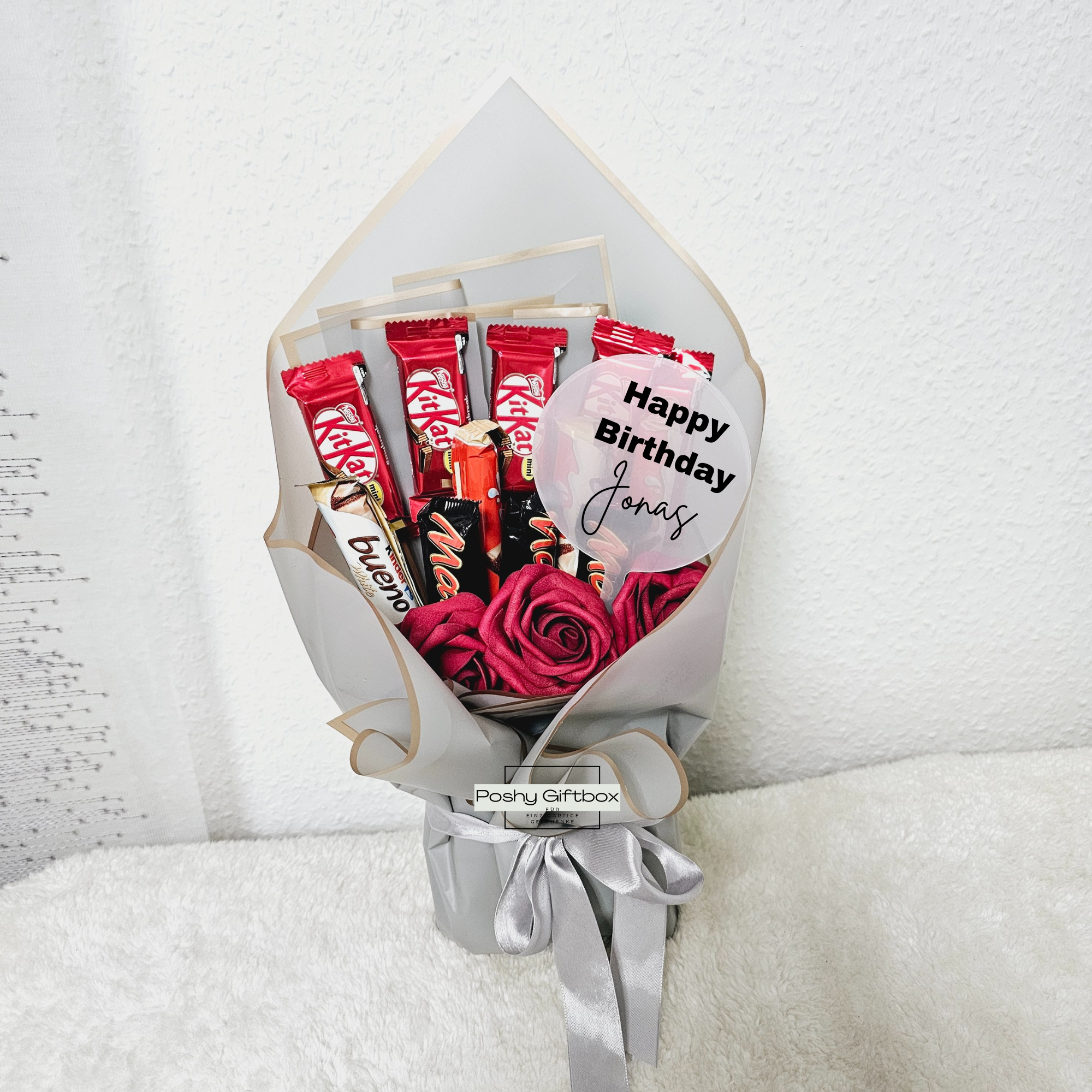 Pralinenstrauß, Ideales Geburtstagsgeschenk,Weihnachtsgeschenk,Vatertag,Valentinstagsgeschenk für Sie oder Ihn/Essbarer Blumenstrauß mit Personalisierung  PoshyGiftbox