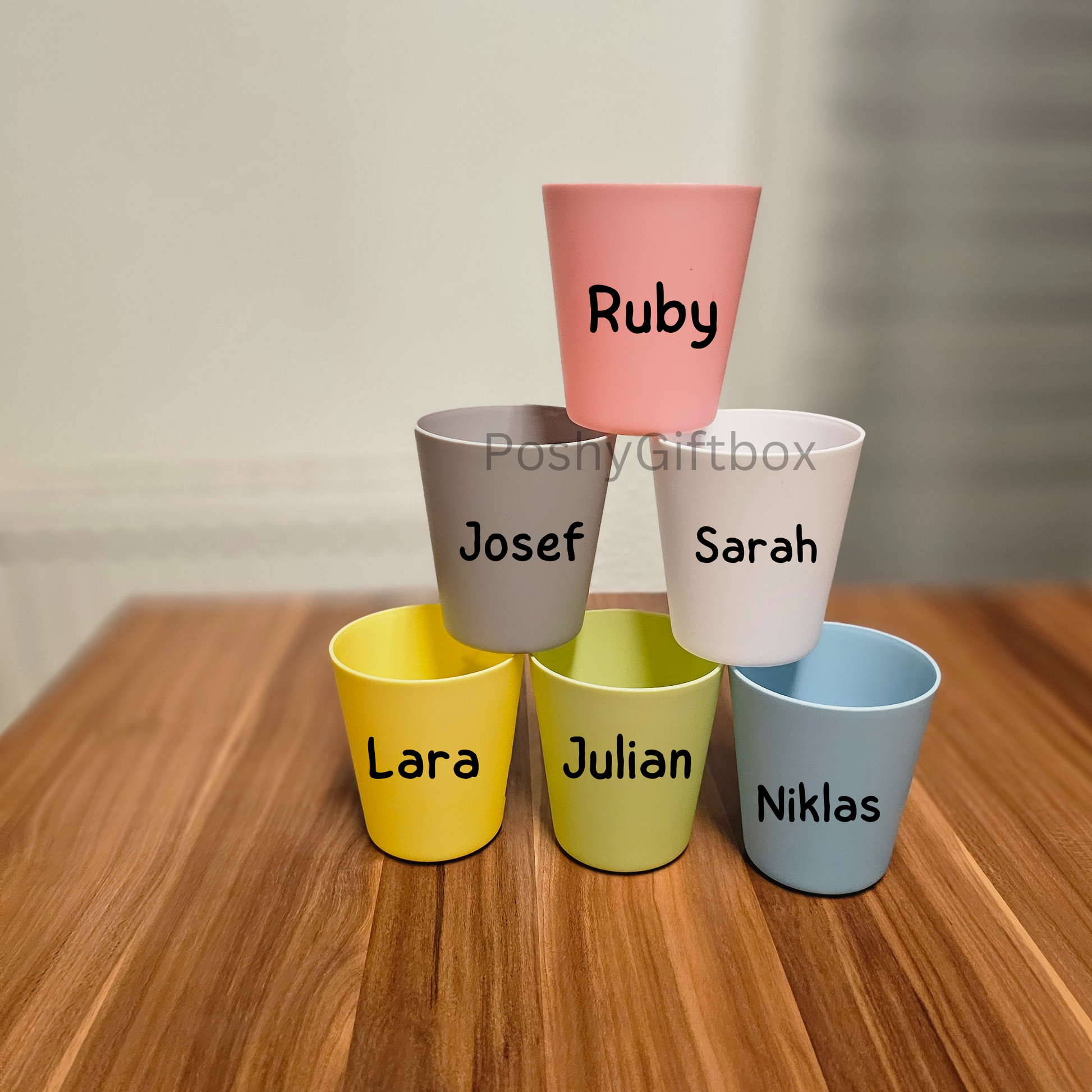 Kinder Becher personalisiert Kunststoff/ Trinkbecher Kindergeburtstag /Zahnputzbecher personalisiert / Becher Pastell/ Zahnputzbecher mit Namen PoshyGiftbox