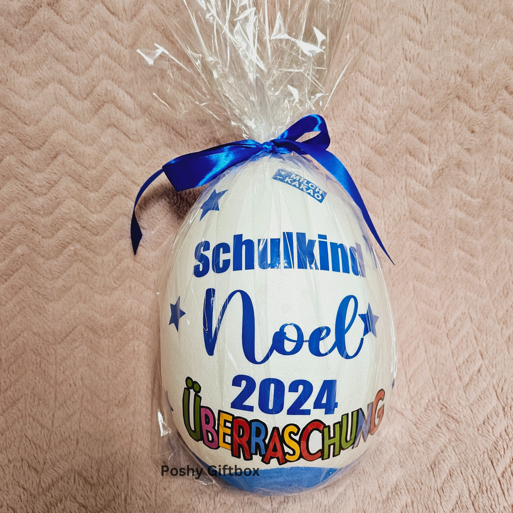 Personalisiertes XXL Überraschungsei SCHULKIND/XXL Überraschungsei Personalisiert Geschenk /Schultüte Ü-Ei befüllt /9 Designs/Einschulungsgeschenk/Geschenkverpackung Einschulung PoshyGiftbox