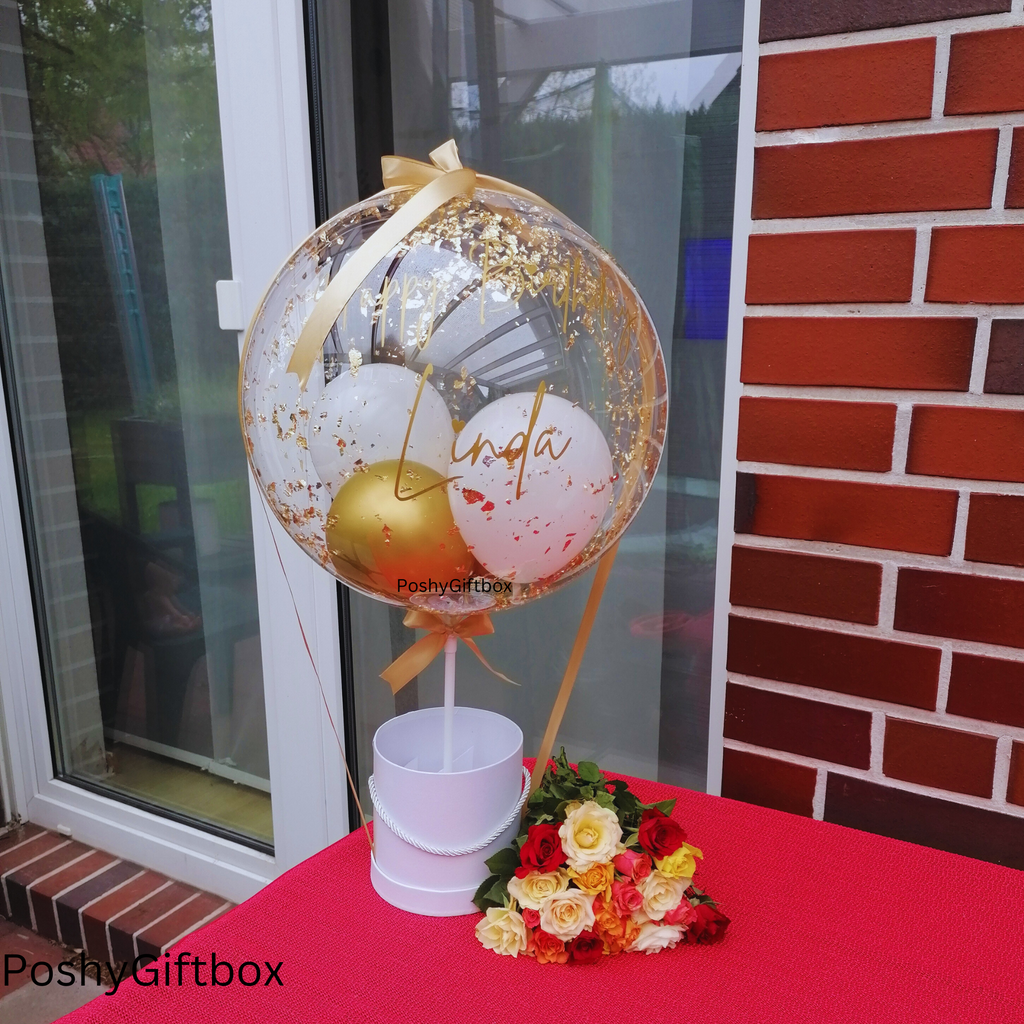 Ballon mit Blumen/Personalisierter Ballon/Ballongrüße/Geburtstagsgeshenk/Muttertagsgeschenk/Geschenke für Frauen/Geschenk Mama,Oma,Freundin  PoshyGiftbox
