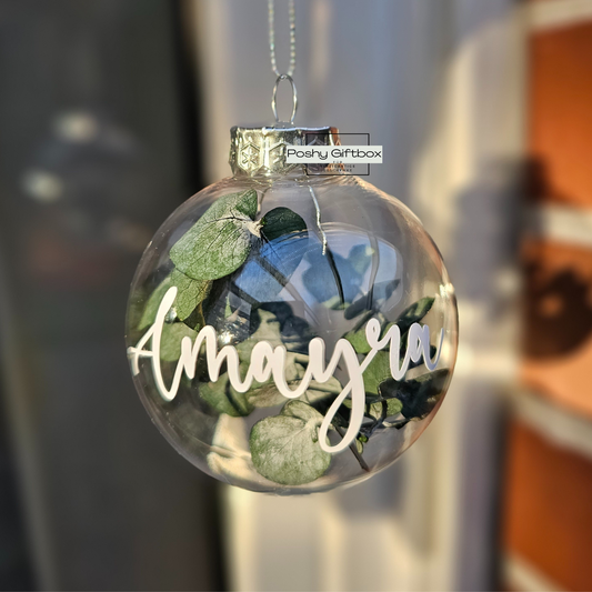 Personalisierte Weihnachtskugeln/Gefüllt mit Eukalyptus Trockenblumen/Weihnachtsgeschenke/Weihnachtskugel mit Namen/Christbaumkugel mit Name PoshyGiftbox