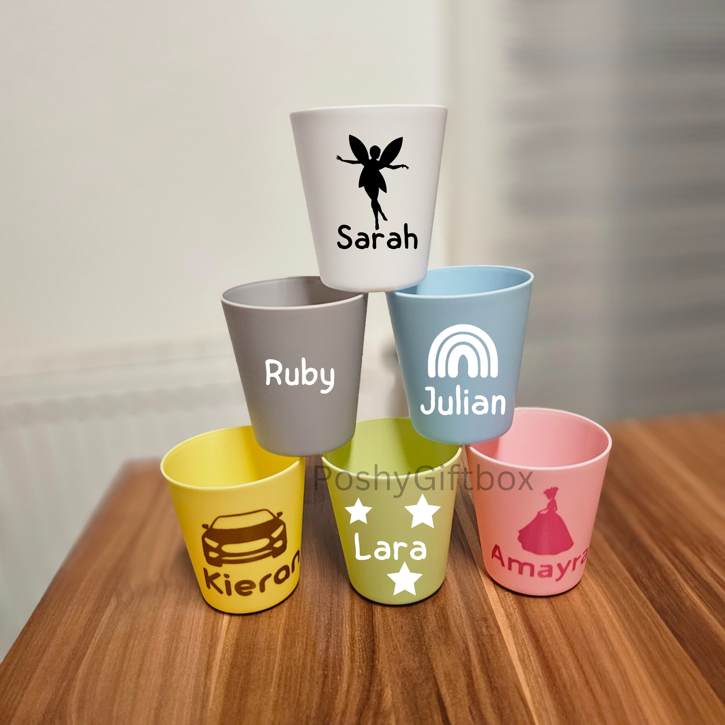 Kinder Becher personalisiert Kunststoff/ Trinkbecher Kindergeburtstag /Zahnputzbecher personalisiert / Becher Pastell/ Zahnputzbecher mit Namen PoshyGiftbox