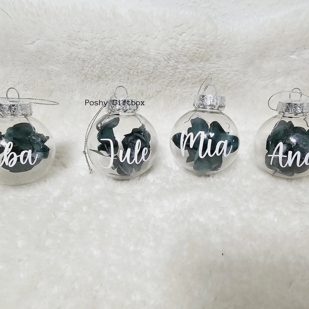 Personalisierte Weihnachtskugeln/Gefüllt mit Eukalyptus Trockenblumen/Weihnachtsgeschenke/Weihnachtskugel mit Namen/Christbaumkugel mit Name PoshyGiftbox
