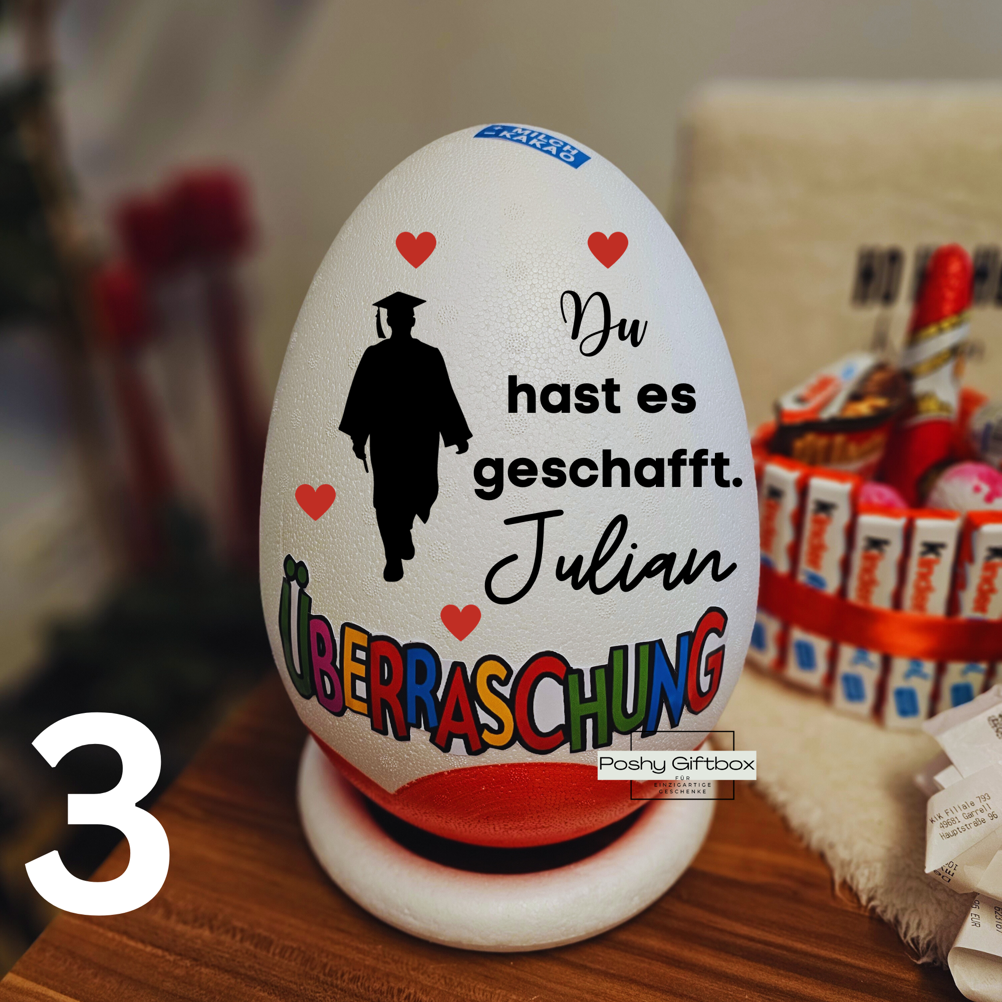 Personalisiertes XXL Überraschungsei /Einschulungsgeschenk/XXL Überraschungsei SCHULKIND/Ü-ei /Schulanfang/9 Designs/Schultüte  PoshyGiftbox