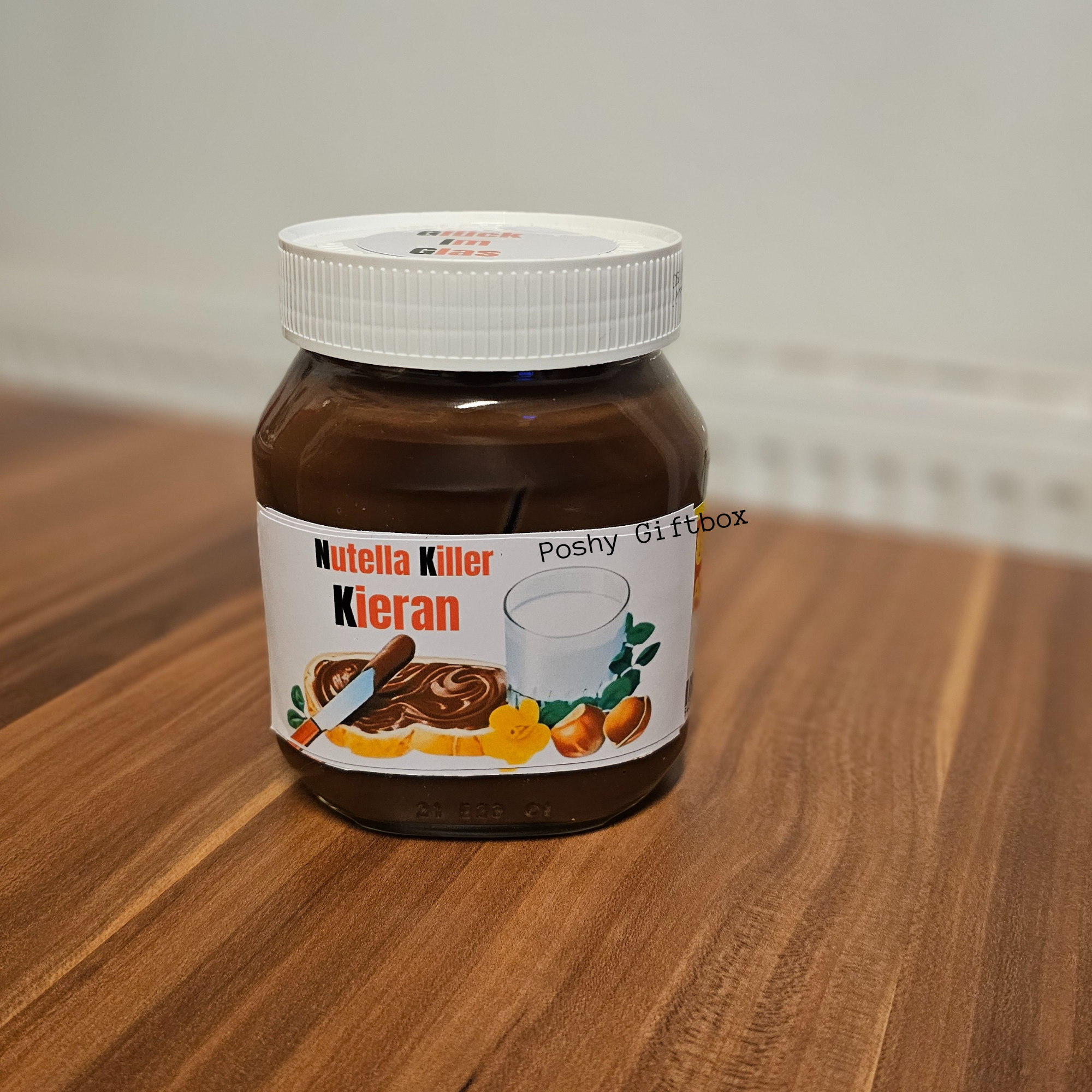 Nutella Geschenk 450g Glas /Nutella Weihnachtsgeschenk/Personalisiert mit Wunschtext oder Namen/Mitbringsel/ Gastgeschenk/Nutella Verpackung/Nutella Killer Geschenk PoshyGiftbox