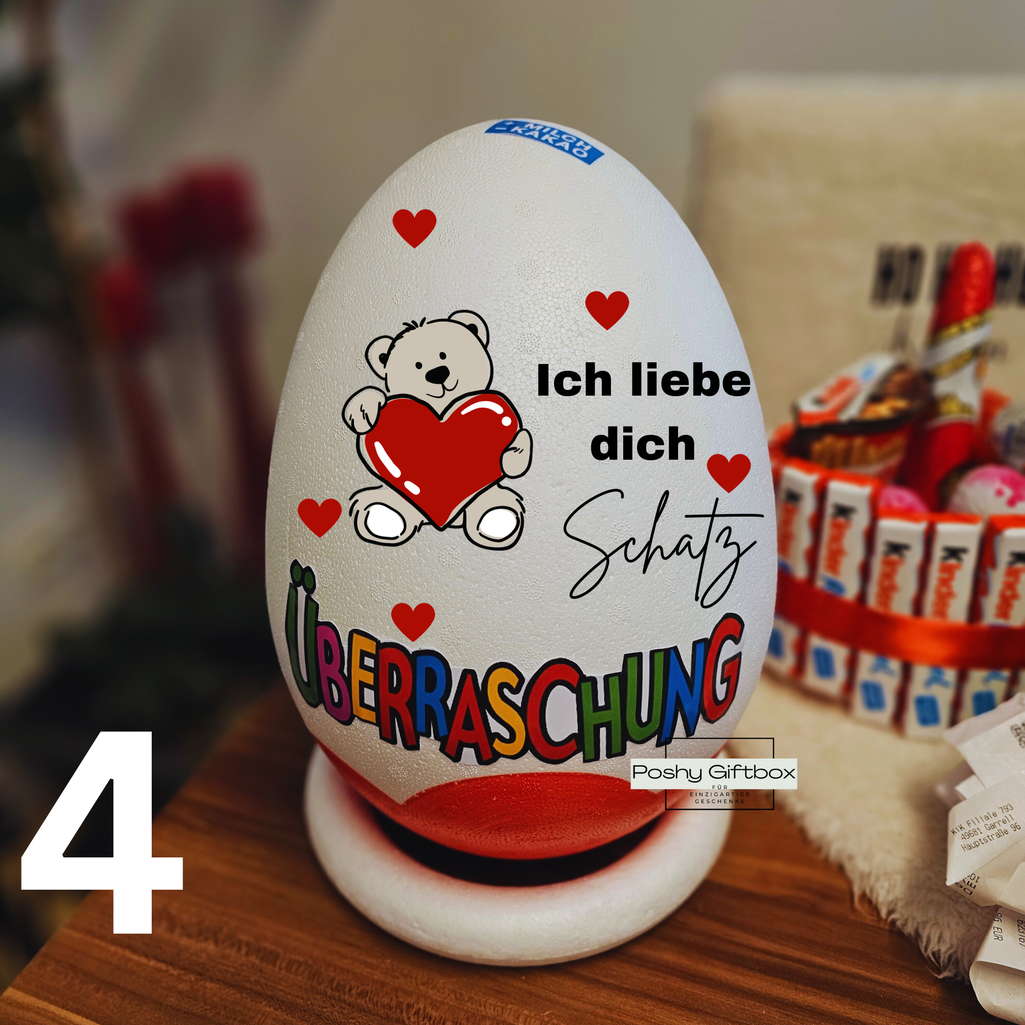 Personalisiertes Ü-Ei  Weihnachten/ XXL Überraschungsei  mit Wunschtext/Schokoladen Geschenk Geburtstag/Weihnachten/Ostern/Hochzeit/Jugendweihe/Riesen Überraschungsei/Geburtstagsgeschenk/Überraschungseier  PoshyGiftbox