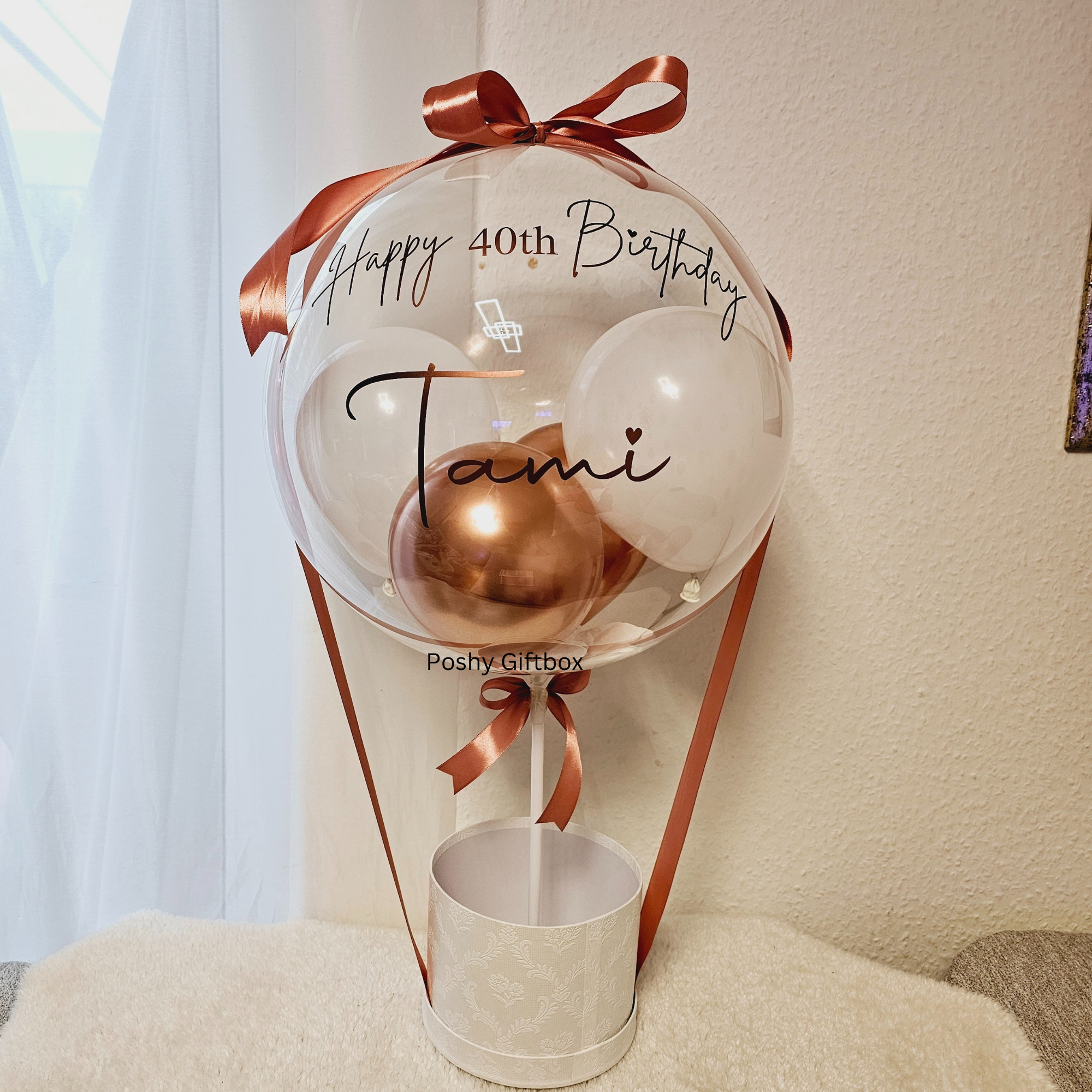 Ballon mit Blumen/Personalisierter Ballon/Ballongrüße/Geburtstagsgeshenk/Muttertagsgeschenk/Geschenke für Frauen/Geschenk Mama,Oma,Freundin  PoshyGiftbox