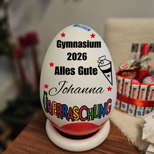 Personalisiertes XXL Überraschungsei 5.Klasse,Gymnasium,Ausbildung,Geburtstag,Jugendweihe/ XXL Überraschungsei Personalisiertes Geschenk / Ü-Ei befüllt /9 Designs/Einschulungsgeschenk PoshyGiftbox