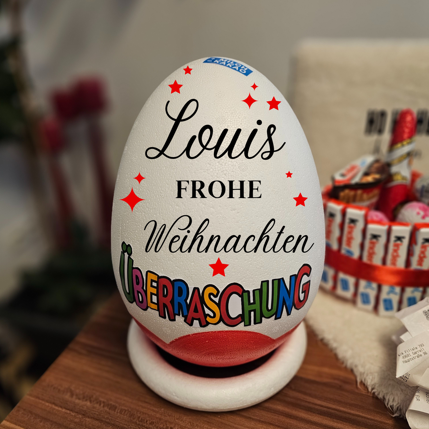 Überraschungsei Weihnachtsgeschenk/Schokoladengeschenke/XXL Überraschungsei mit Motive/9 Designs/Ü-Ei XXL/Sinnvolle Geschenke für Erwachsen, Kinder/Schokolade Personalisiert PoshyGiftbox