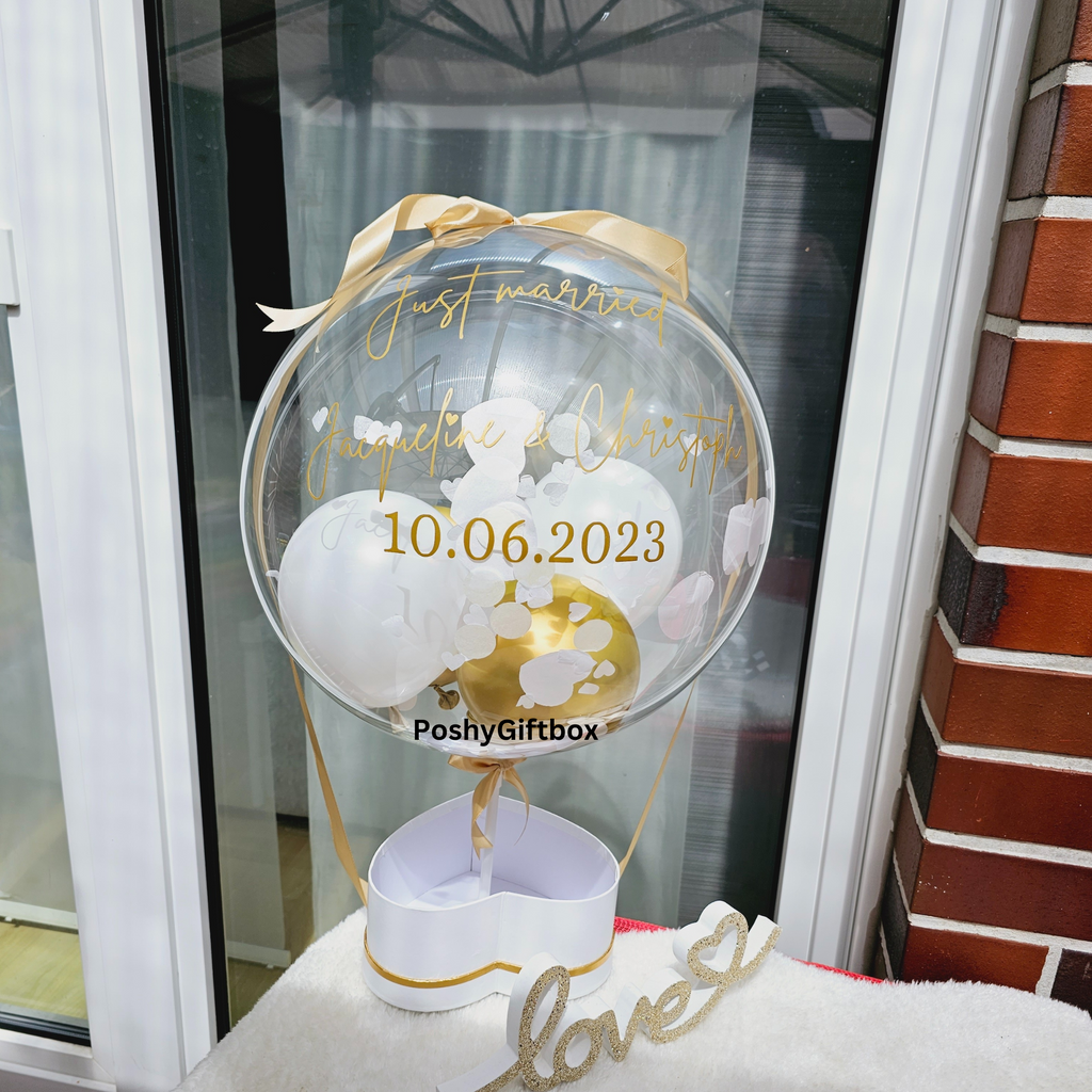 Ballongeschenk HOCHZEIT/Geschenk zum Hochzeitstag/Verlobungsgeschenk/Just Married/Geburtstagsgeschenk/Hochzeitsgeschenk/Hand In Hand  PoshyGiftbox
