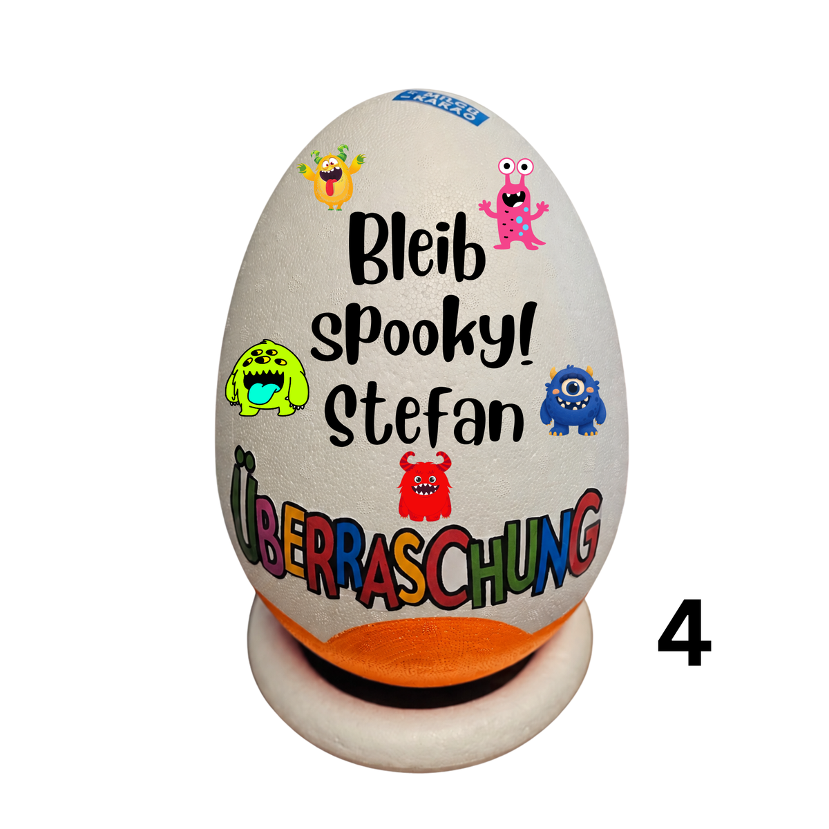 Halloween Überraschungsei XXL personalisiert,Styropor Ei mit Namen,Geburtstagsgeschenk,Halloween Geschenk für Kinder, Spooky , 8 Designs PoshyGiftbox