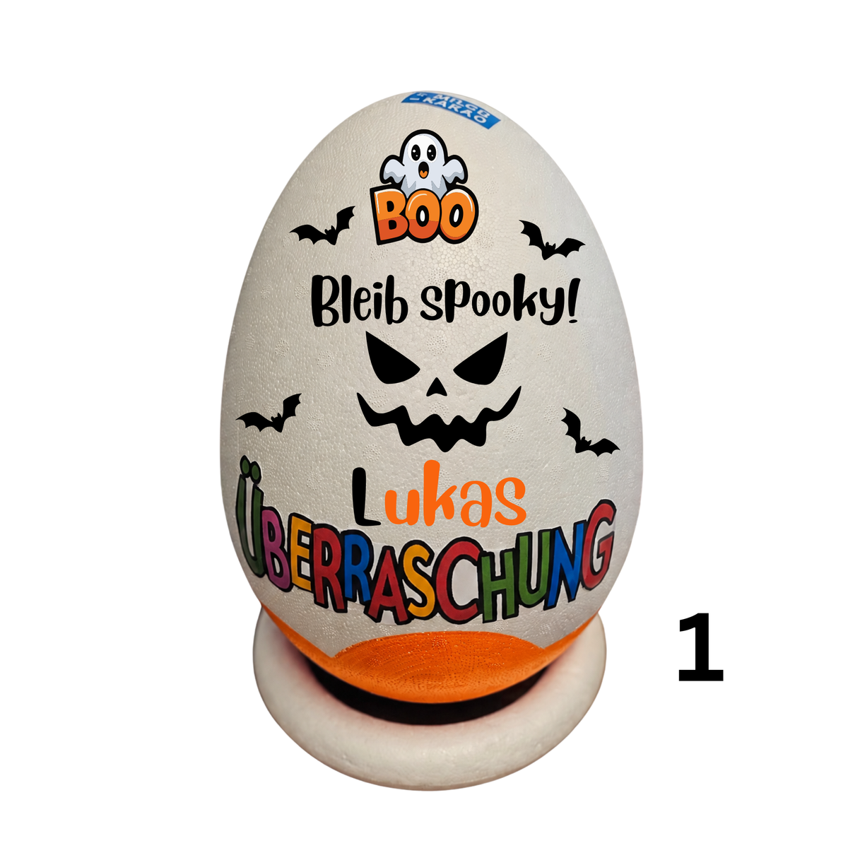 Halloween Überraschungsei XXL personalisiert,Styropor Ei mit Namen,Geburtstagsgeschenk,Halloween Geschenk für Kinder, Spooky , 8 Designs PoshyGiftbox