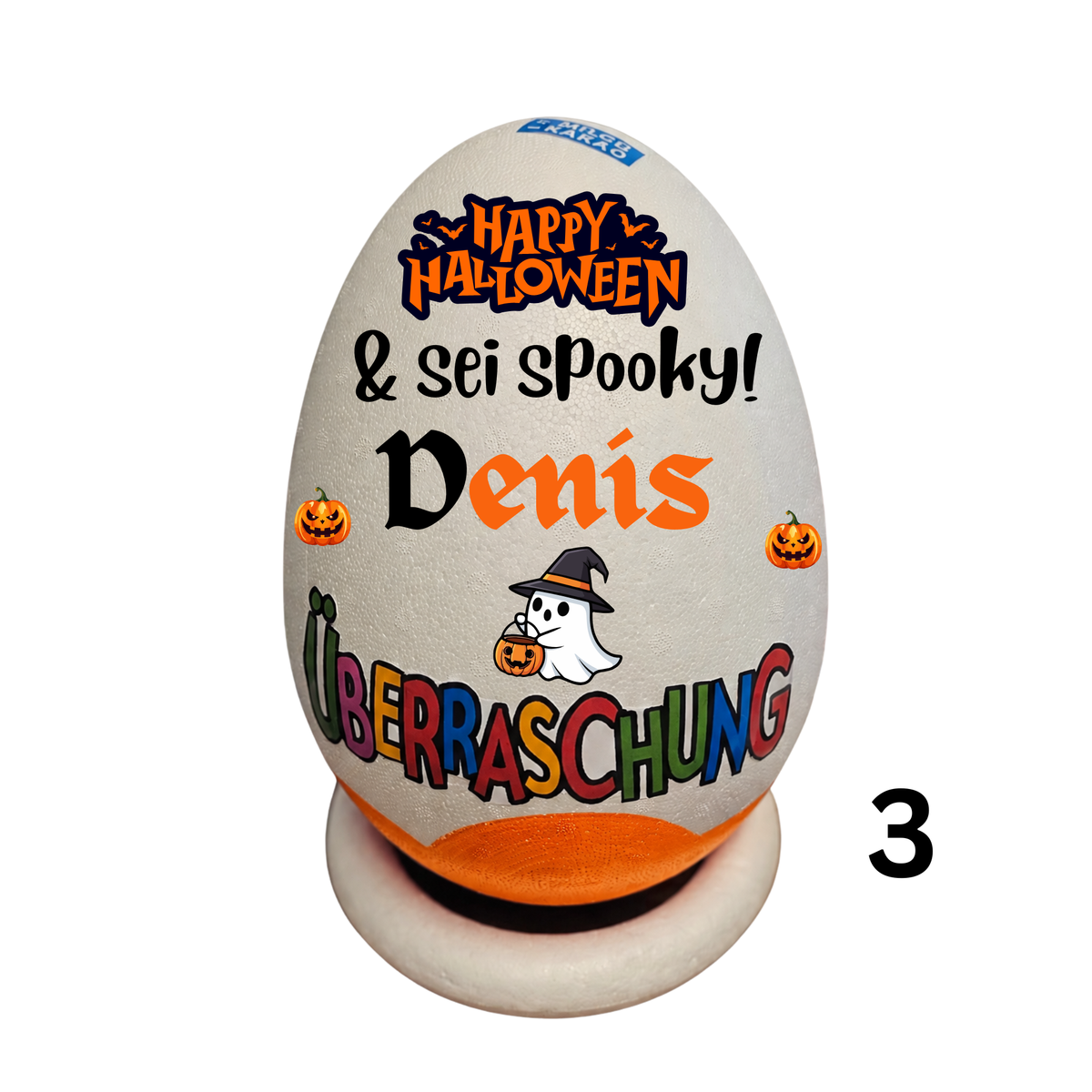 Halloween Überraschungsei XXL personalisiert,Styropor Ei mit Namen,Geburtstagsgeschenk,Halloween Geschenk für Kinder, Spooky , 8 Designs PoshyGiftbox
