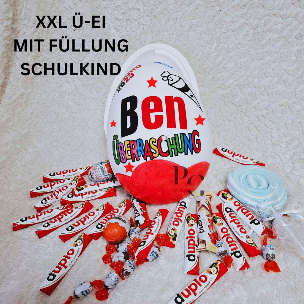 Personalisiertes XXL Überraschungsei /Einschulungsgeschenk/XXL Überraschungsei SCHULKIND/Ü-ei /Schulanfang/9 Designs/Schultüte  PoshyGiftbox