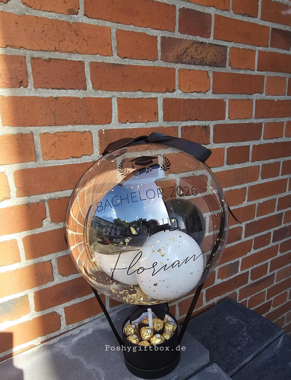 Ballon Geschenk BACHELOR/MAIST/ABITUR/Du hast es geschafft/Abschlussgeschenk, Geschenk zur Graduierung/Uni Abschluss 2026/Abschlussfeier PoshyGiftbox