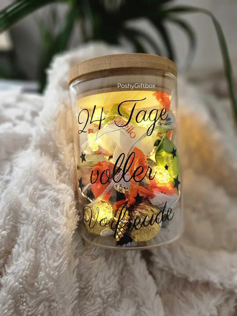 Adventskalender im Glas/24 Tage voller Vorfreude/Advent Weihnachten 24 Tage/Weihnachten to go/Adventskalender to go PoshyGiftbox