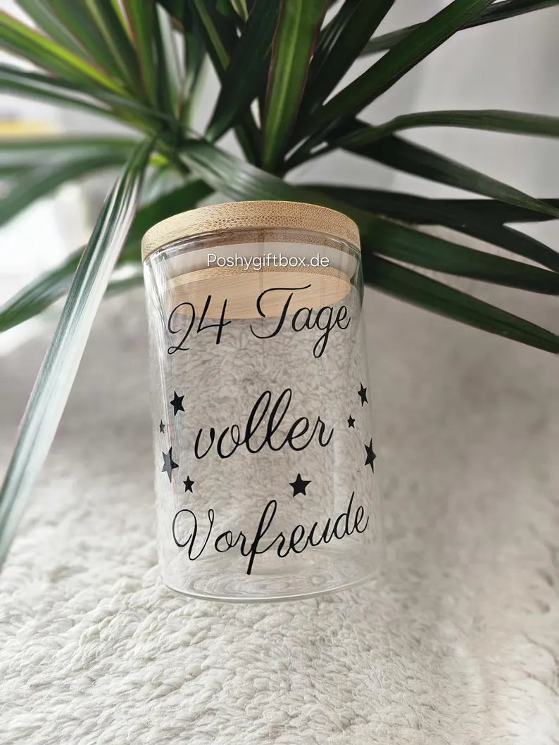 Adventskalender im Glas/24 Tage voller Vorfreude/Advent Weihnachten 24 Tage/Weihnachten to go/Adventskalender to go PoshyGiftbox