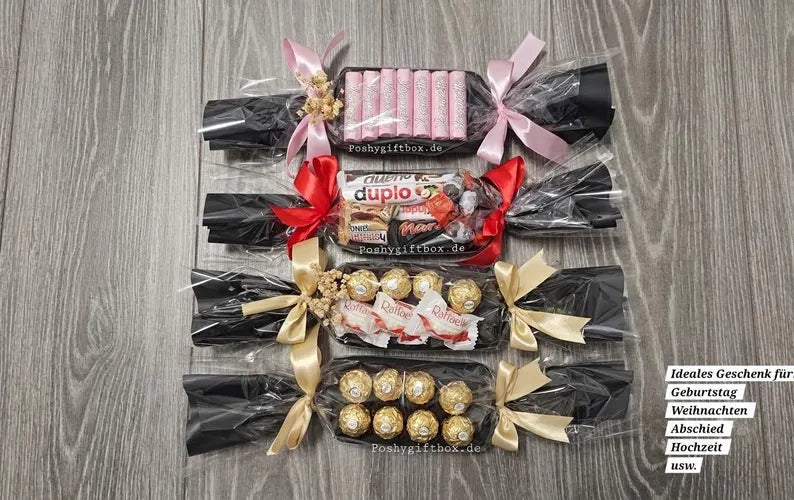 Schokoladen-Präsent/Pralinen Set/5 Varianten/Süßigkeiten-Geschenkset/Geburtstag, Weihnachten,Dankeschön,Mitarbeiter,Abschied /Schokoladen-Bouquet PoshyGiftbox