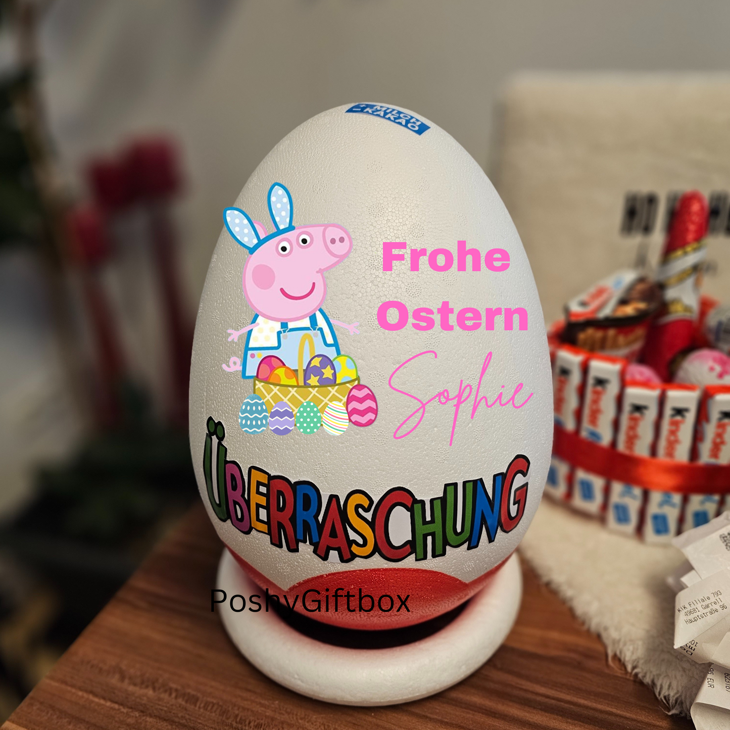 XXL Überraschungsei,Personalisiert/Überraschungsei Geschenk Ostern/Ostereier mit Namen/XXL Ostereier/Ü-ei /Osterkörbchen PoshyGiftbox