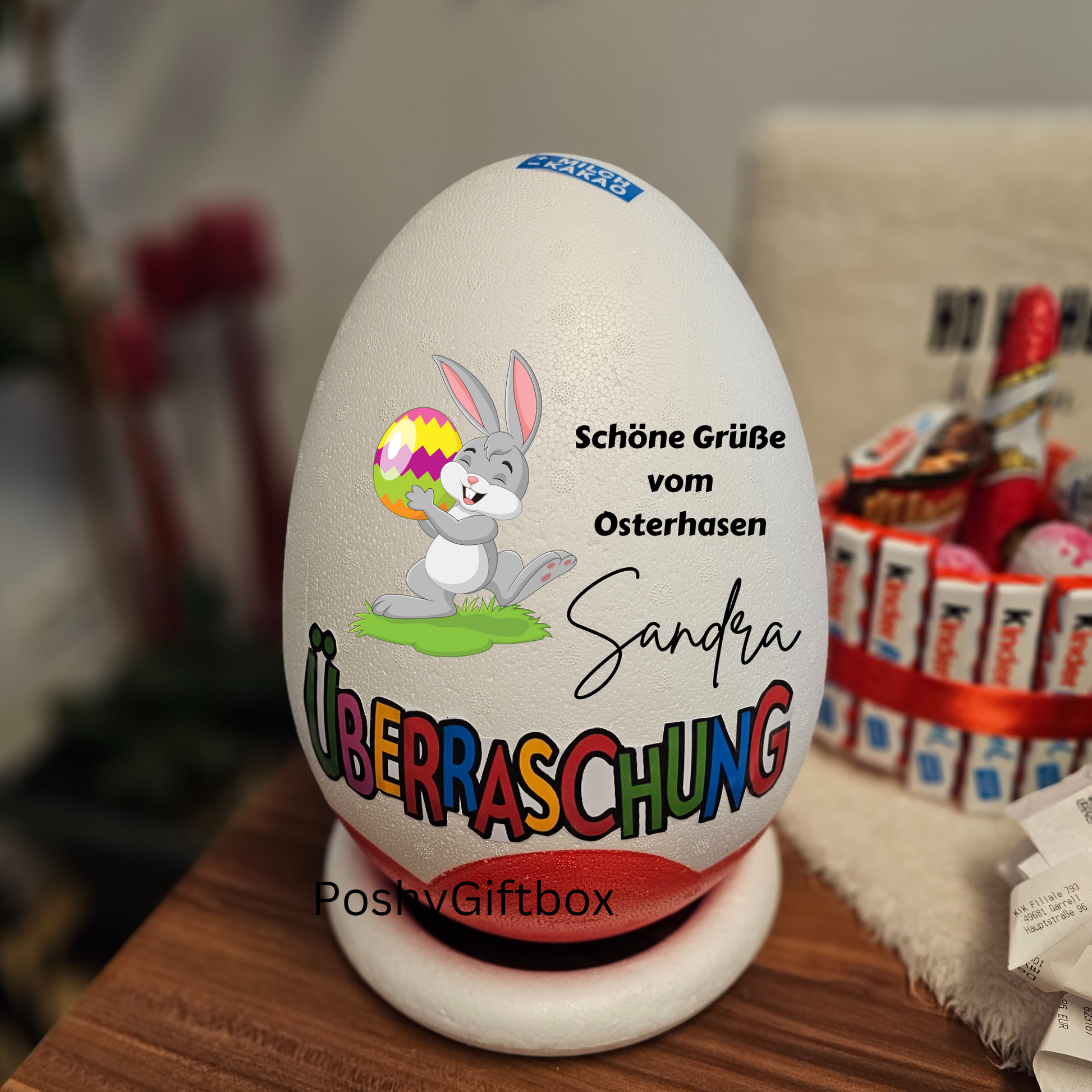 XXL Überraschungsei,Personalisiert/Überraschungsei Geschenk Ostern/Ostereier mit Namen/XXL Ostereier/Ü-ei /Osterkörbchen PoshyGiftbox