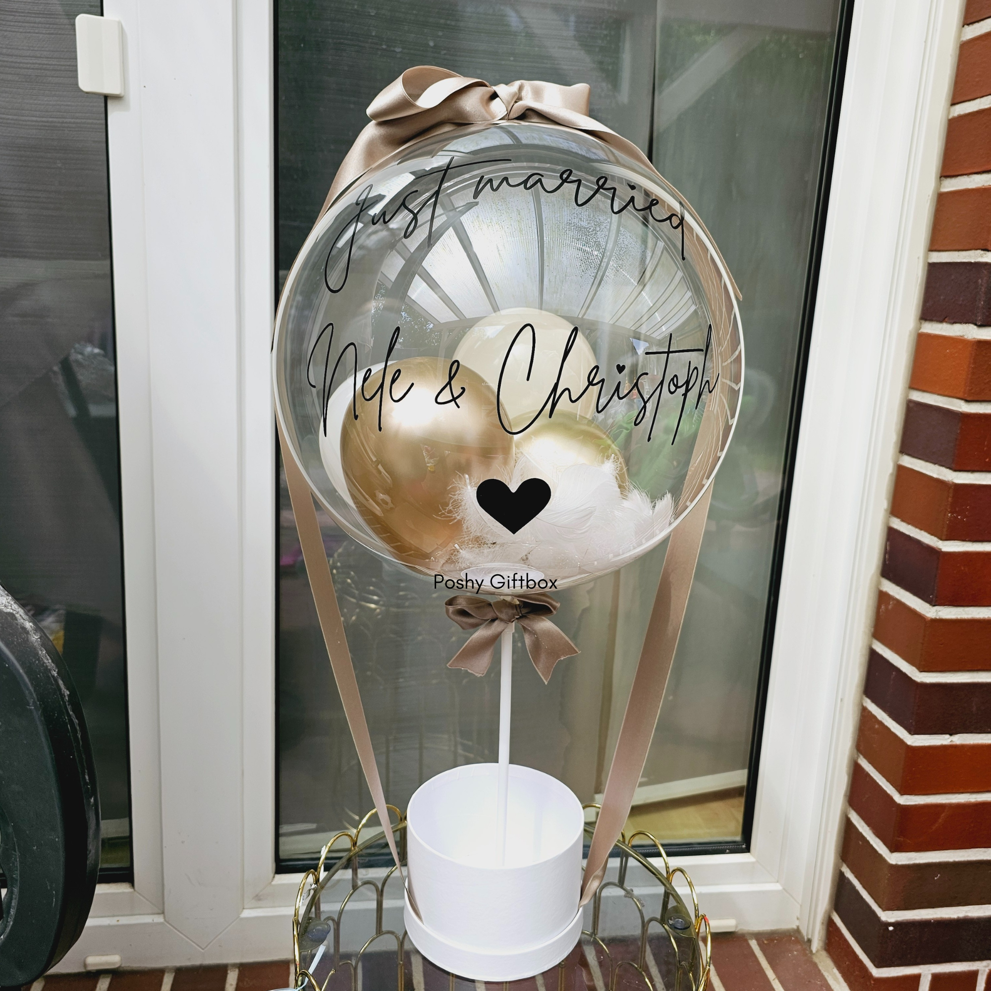 Ballon Geschenk mit Federn/Geburtstagsgeschenk/Hochzeitstag Geschenk /Ballon personalisiert/Verlobungsgeschenk/Geschenk Brautpaar PoshyGiftbox