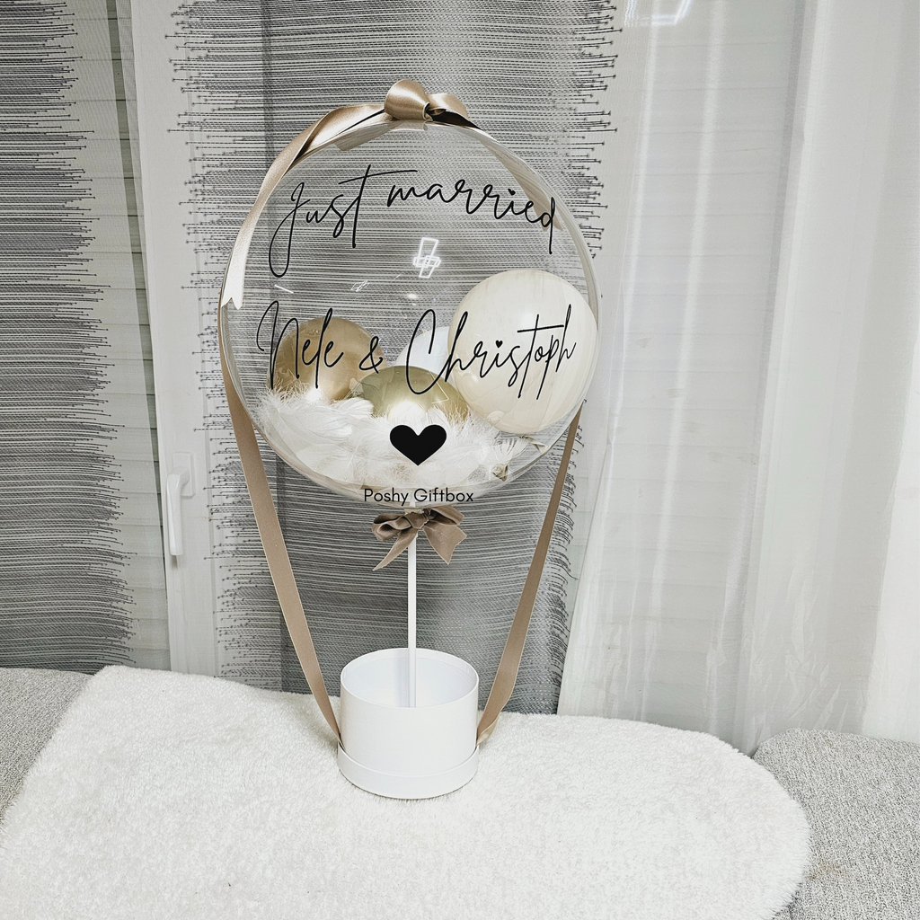 Ballon Geschenk mit Federn/Geburtstagsgeschenk/Hochzeitstag Geschenk /Ballon personalisiert/Verlobungsgeschenk/Geschenk Brautpaar PoshyGiftbox