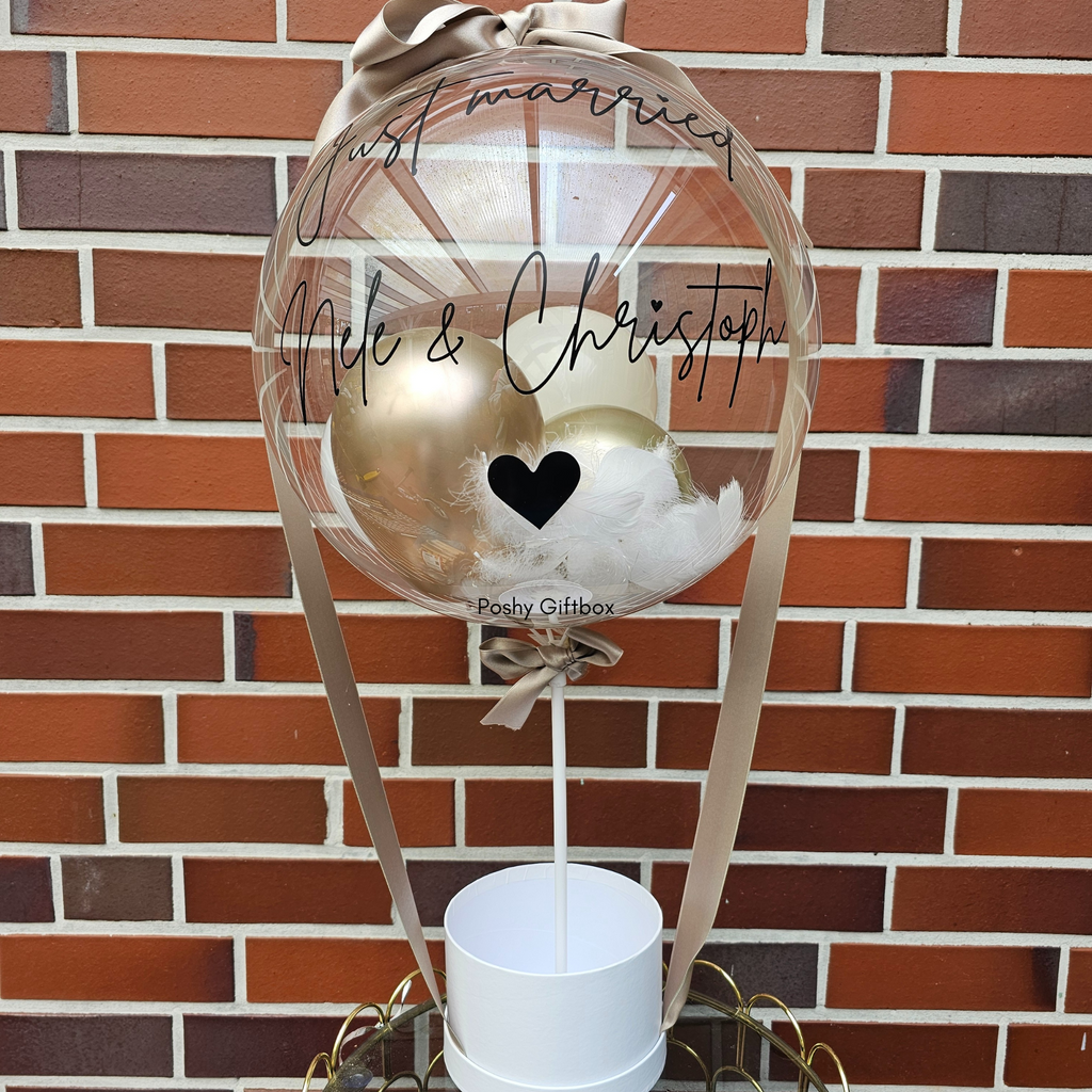 Ballon Geschenk mit Federn/Geburtstagsgeschenk/Hochzeitstag Geschenk /Ballon personalisiert/Verlobungsgeschenk/Geschenk Brautpaar PoshyGiftbox