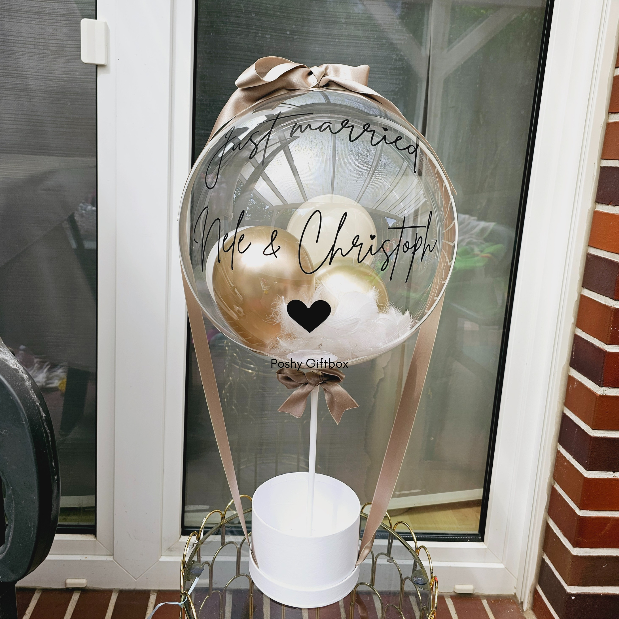 Ballon Geschenk mit Federn/Geburtstagsgeschenk/Hochzeitstag Geschenk /Ballon personalisiert/Verlobungsgeschenk/Geschenk Brautpaar PoshyGiftbox