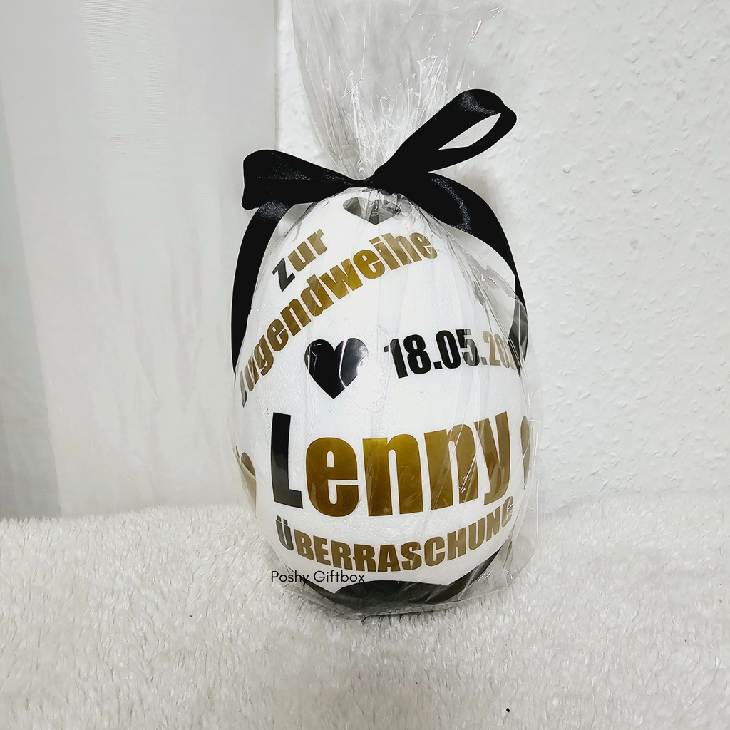 Personalisiertes XXL Überraschungsei JUGENDWEIHE /Schokoladen Geschenk Geburtstag/Überraschungsei XXL/Geburtstagsgeschenk/Geschenk Taufe/Kommunion  PoshyGiftbox