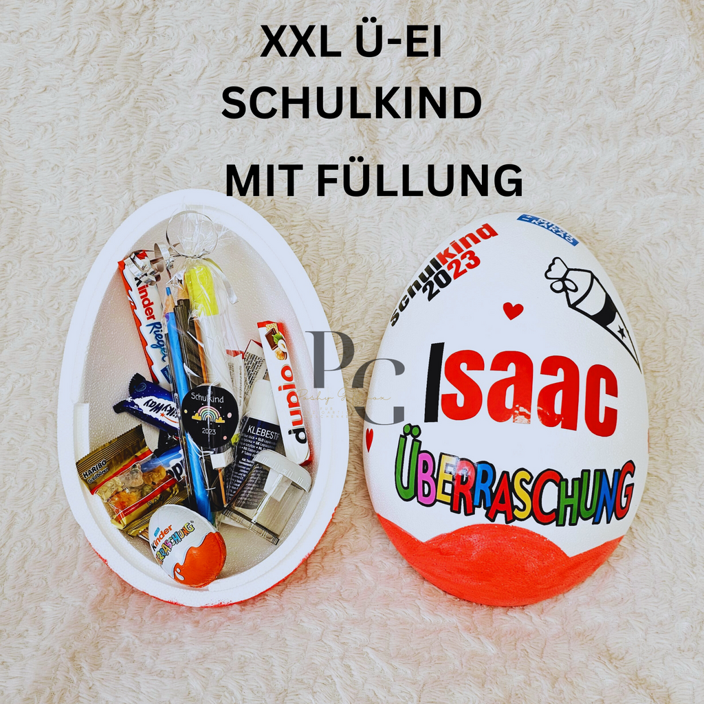 Personalisiertes XXL Überraschungsei /Einschulungsgeschenk/XXL Überraschungsei SCHULKIND/Ü-ei /Schulanfang/9 Designs/Schultüte  PoshyGiftbox