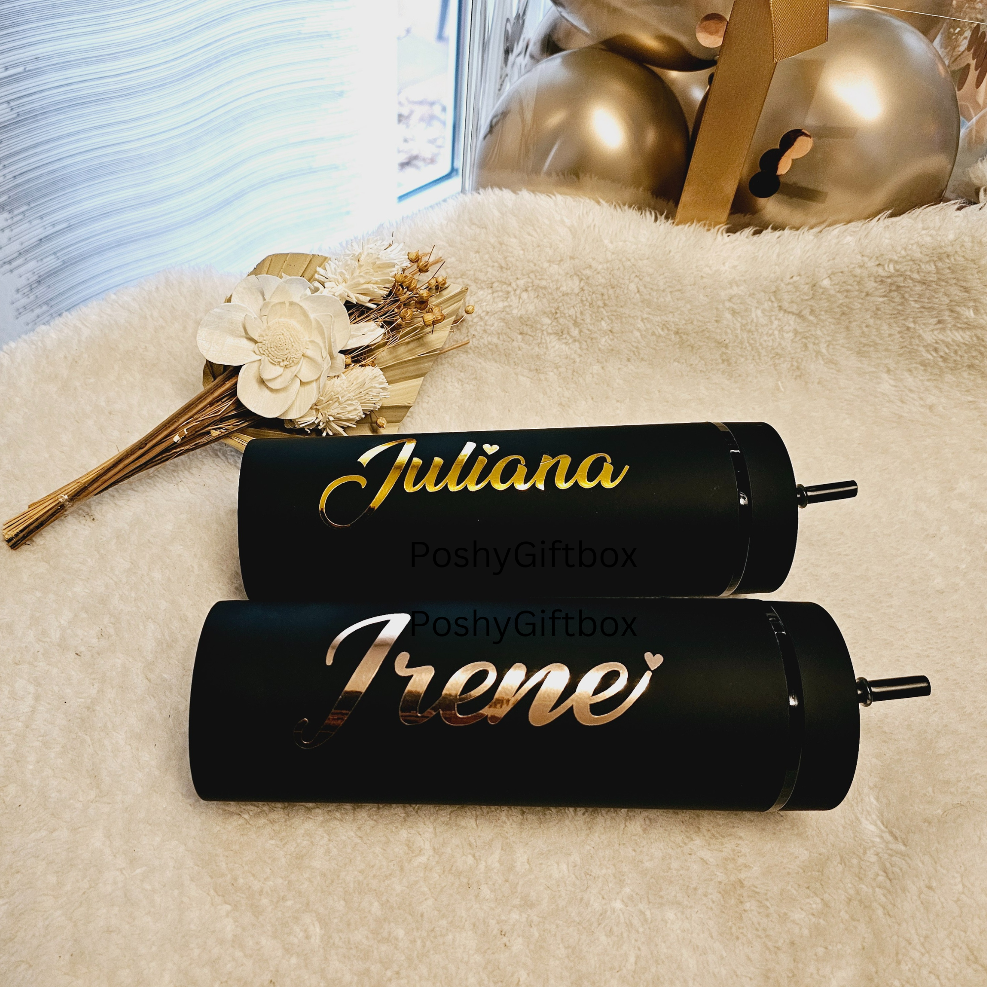 600 ml Trinkbecher mit Deckel und Strohhalm/doppelwandiger/ Reisebecher/JGA Geschenk/Kaffeebecher personalisiert/Party Becher/Trinkbecher Schwarz PoshyGiftbox