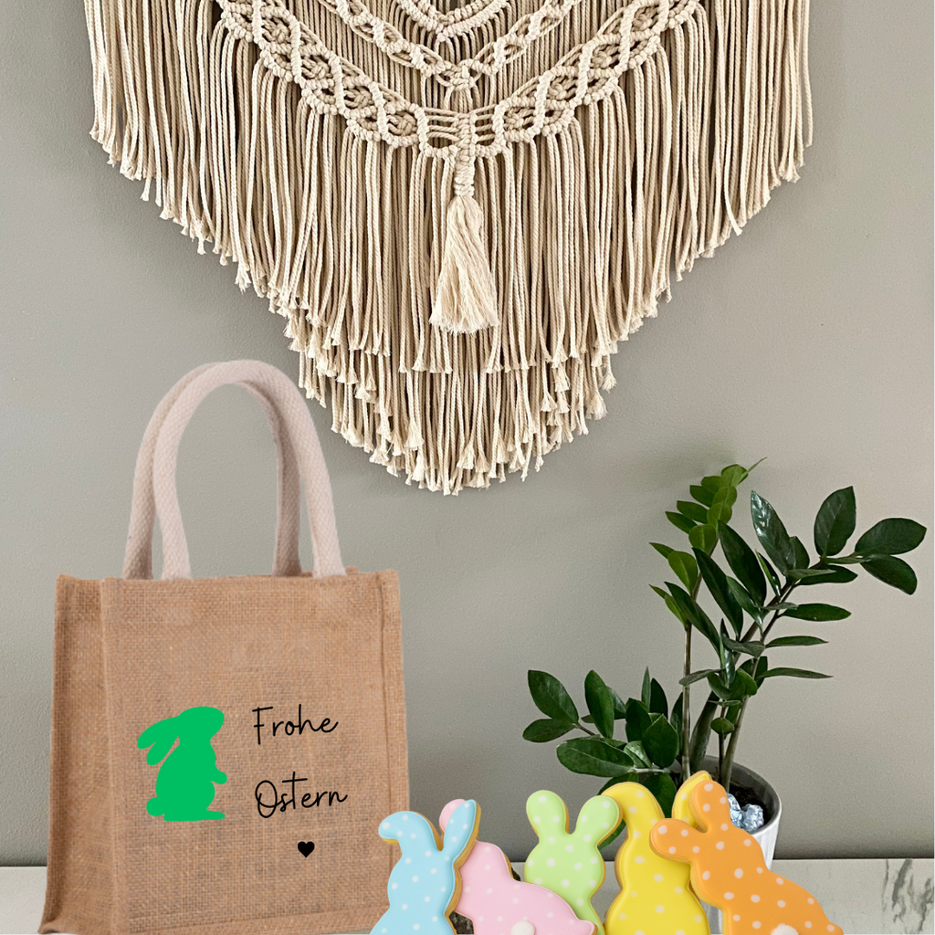 Ostertasche Jute Osterkörbchen liebevolle Geschenkidee für Kinder und Erwachsene