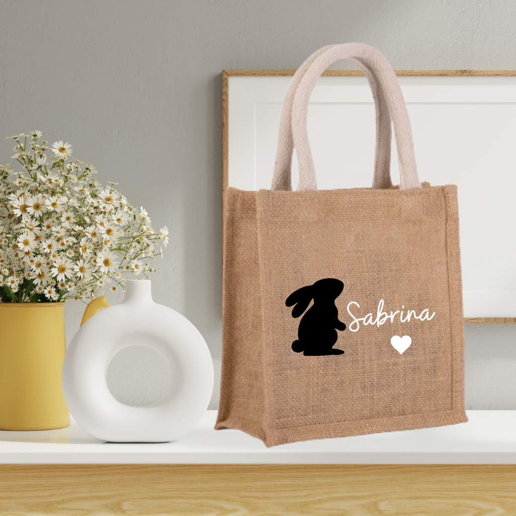 Ostertasche Jute Osterkörbchen liebevolle Geschenkidee für Kinder und Erwachsene