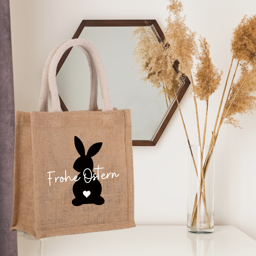 Ostertasche Jute Osterkörbchen liebevolle Geschenkidee für Kinder und Erwachsene
